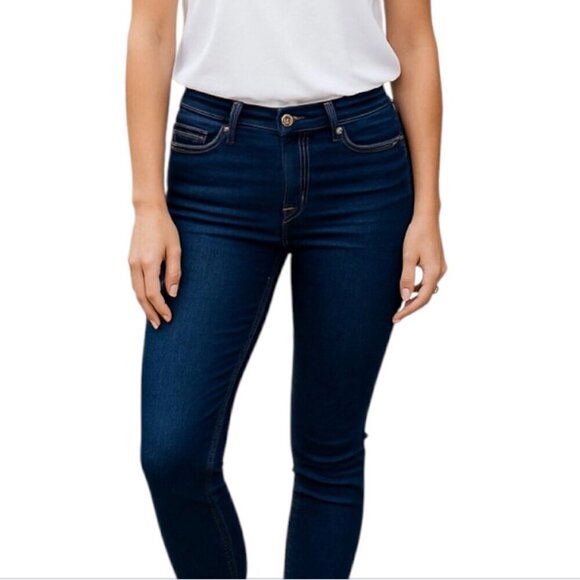 New Parker Smith Mid-Rise Dark Rinse Contrast Stitching Skinny Jeans Sze 0 - Picture 1 of 15